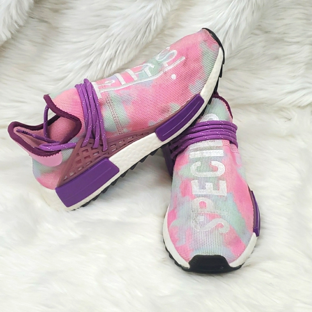 Adidas Pharrell Williams Hu Holi Sneakers pink purple shoes women size 8.5